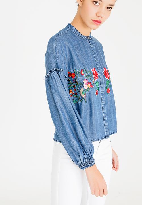 ONLY - Sara Embroidered Shirt Blue