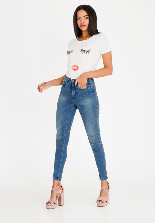 ONLY - Printed Lashes T-shirt Off White