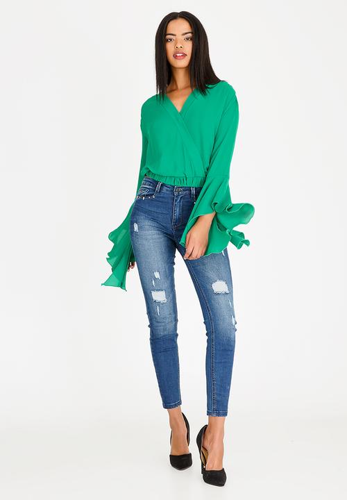 SISSY BOY - Love You Wrap Blouse Green
