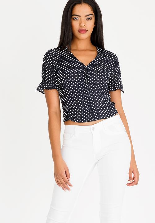 SISSY BOY - Gossip Spot Crop Top Navy & White