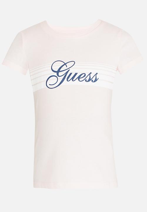 GUESS - Lined Guess Tee Pale Pink