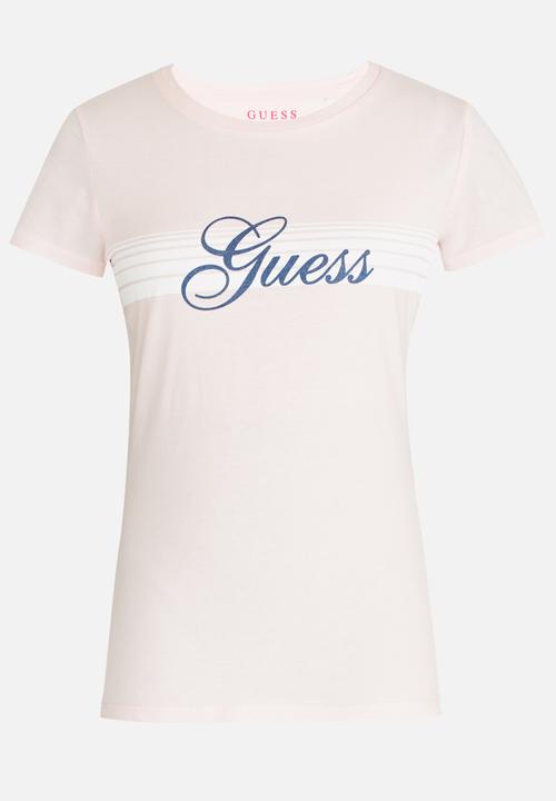 GUESS - Lined Guess Tee Pale Pink