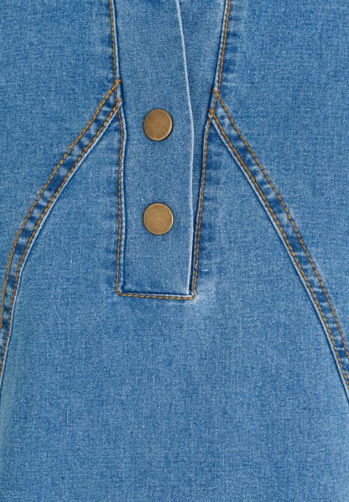 Pop Candy - Panel detail denim dress - pale blue