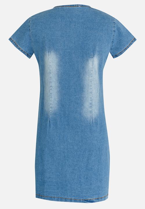 Pop Candy - Panel detail denim dress - pale blue