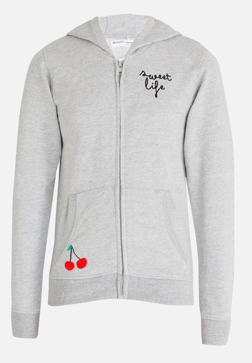 MINOTI - Basic Fleece Zip Thru Hoodie Grey