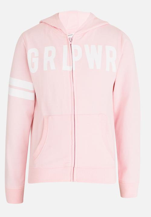 MINOTI - Basic Fleece Zip Thru Hoodie Pale Pink