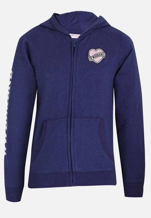 MINOTI - Basic Fleece Zip Thru Hoodie Navy