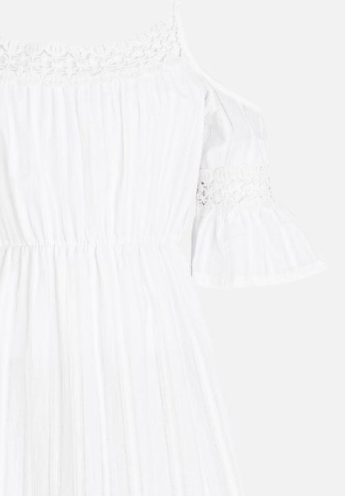 Pop Candy - Cold shoulder boho dress - white