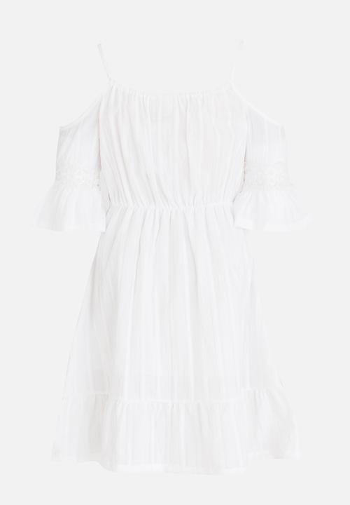Pop Candy - Cold shoulder boho dress - white