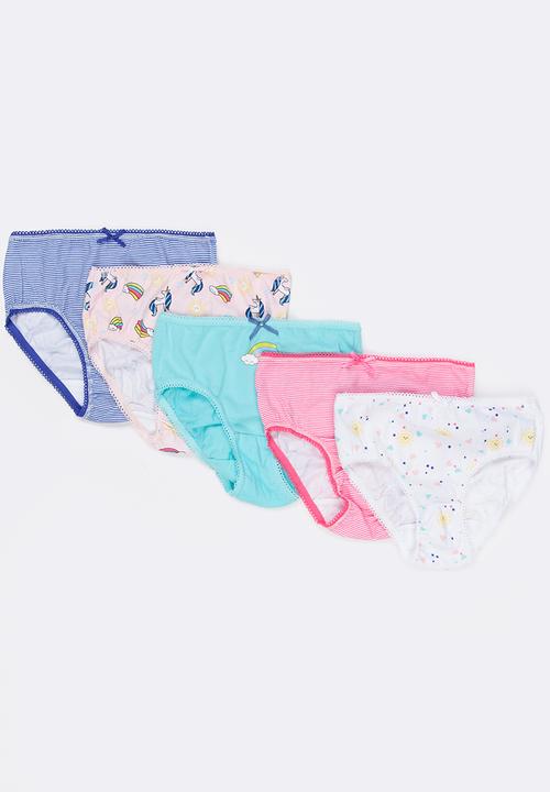 MINOTI - 5 Pack Bow Detail Bikini Briefs Multi-colour