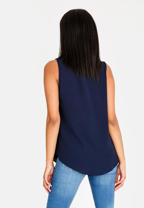 edit - V-neckline sleeveless top - navy 