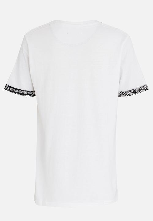 Brave Soul - T-shirt with Printed Contrast Pocket White
