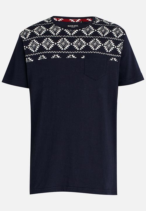 Brave Soul - Crew Neck T-shirt Navy