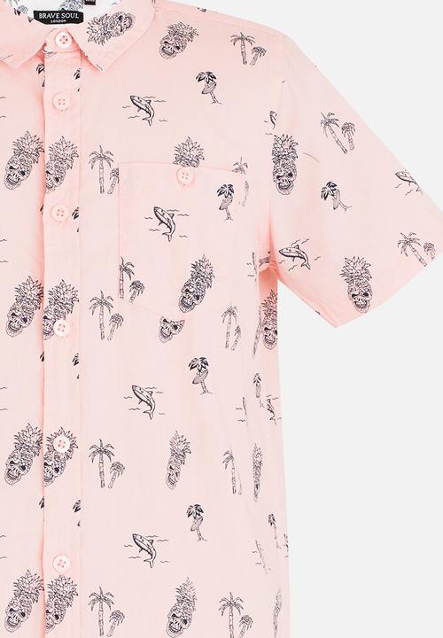 Brave Soul - Printed Shirt Mid Pink