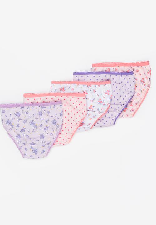 MINOTI - 5 Pack Floral AOP Bikini Briefs Multi-colour