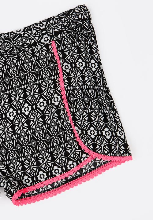 Pop Candy - Printed Shorts Black