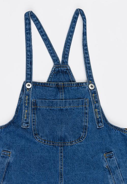 Pop Candy - Cropped Denim Dungaree Blue