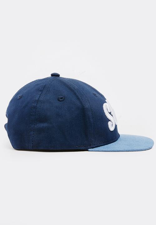 MINOTI - Baseball Colour Block Embroidered Flat Brim Cap Dark Blue