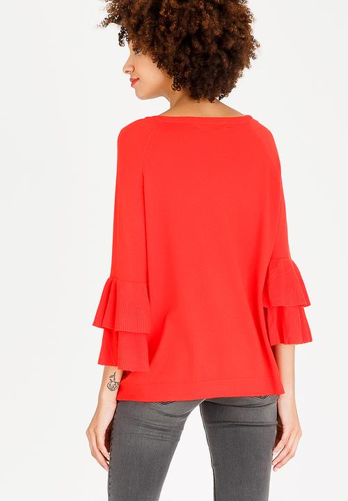 ONLY - Mila Ruffle Top Red