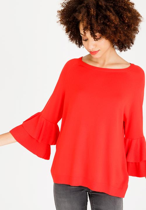 ONLY - Mila Ruffle Top Red