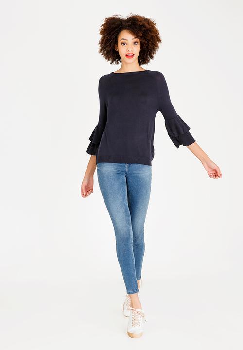 ONLY - Mila Ruffle Top Navy