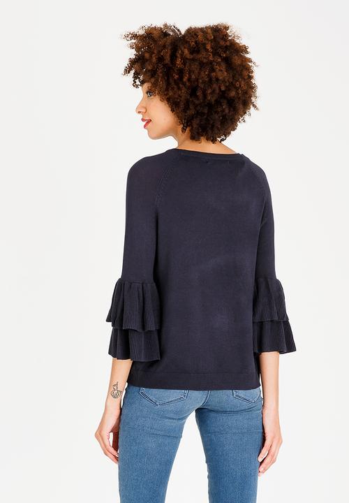ONLY - Mila Ruffle Top Navy