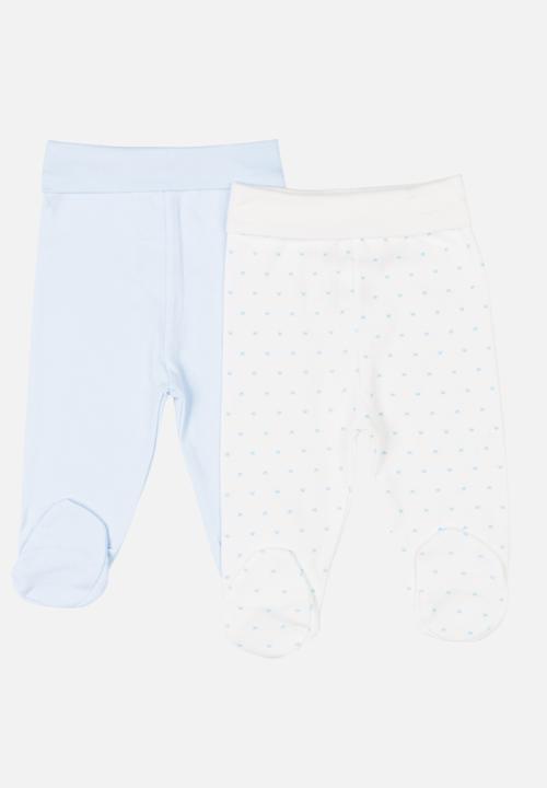 Baby Corner - 2 Pack Footed Pants Pale Blue
