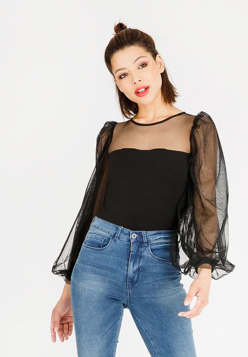 STYLE REPUBLIC - Volume Sleeve Bodysuit Black