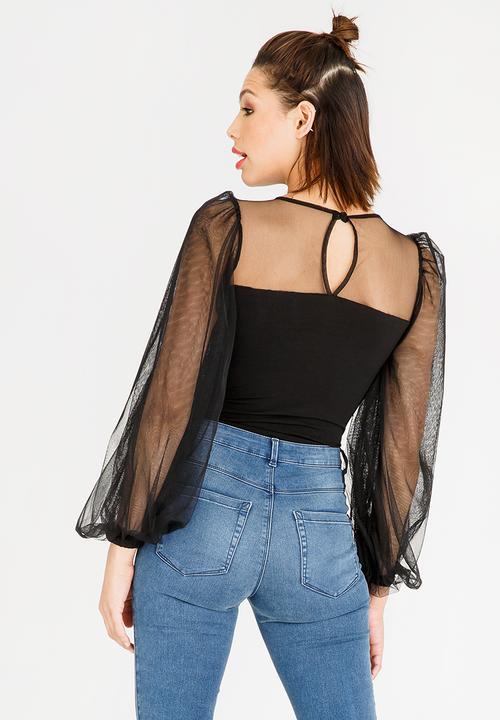 STYLE REPUBLIC - Volume Sleeve Bodysuit Black
