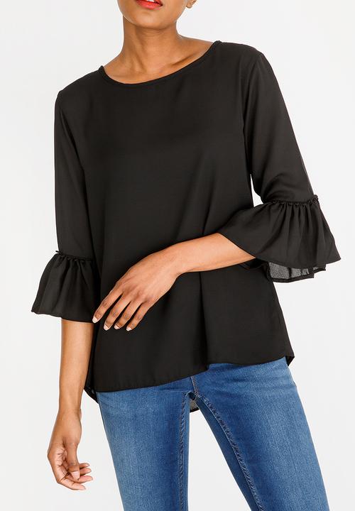 edit - Flute sleeve blouse - black 
