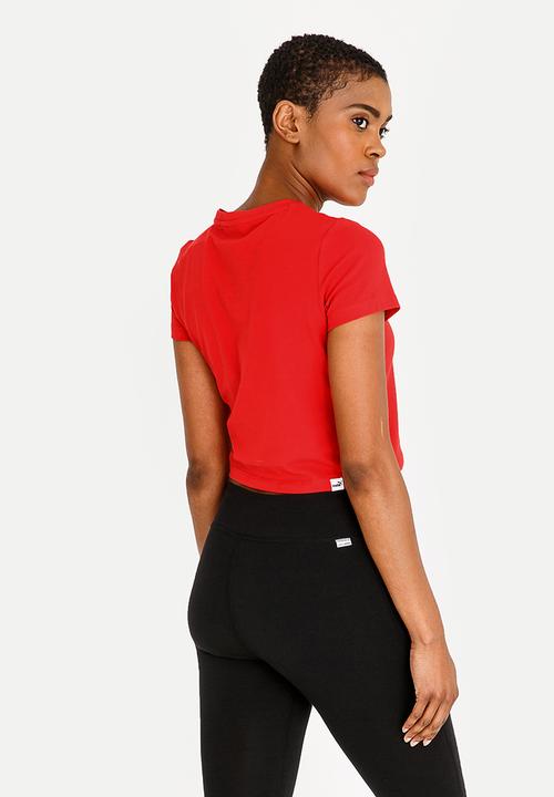 PUMA - Tape Logo Cropped Tee Red