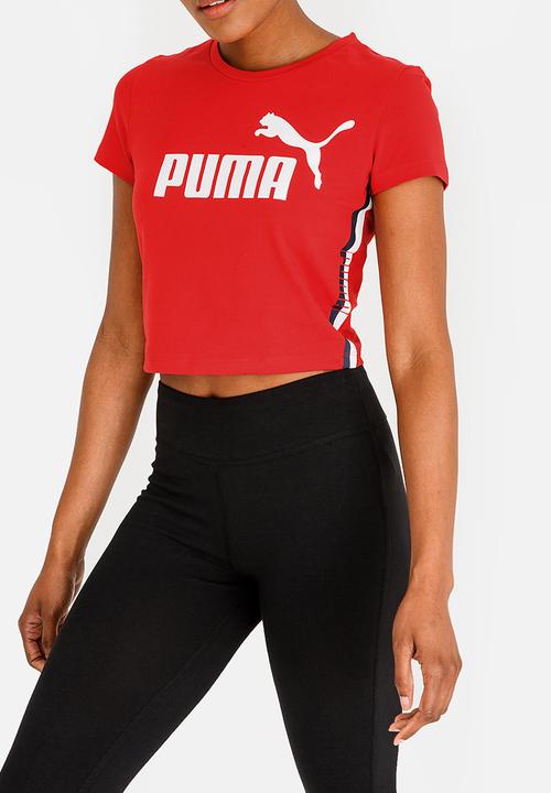 PUMA - Tape Logo Cropped Tee Red