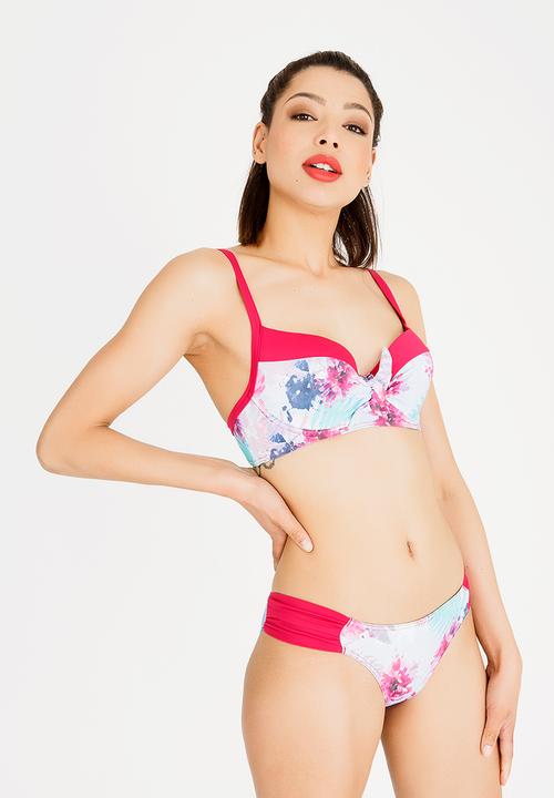 Jacqueline - Amaranta Paradise Ruched Side Bikini Bottoms Multi-colour