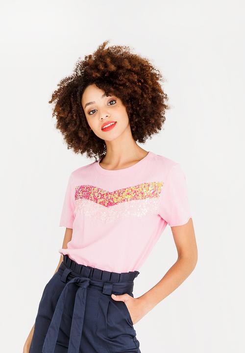 ONLY - Jamila Sequins Tee Pale Pink