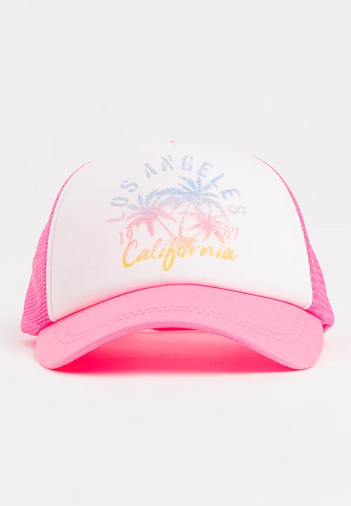 MINOTI - Baseball Glitter Print Neon Peak Cap Cerise Pink
