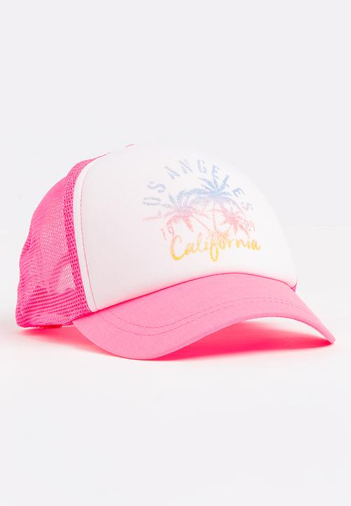 MINOTI - Baseball Glitter Print Neon Peak Cap Cerise Pink
