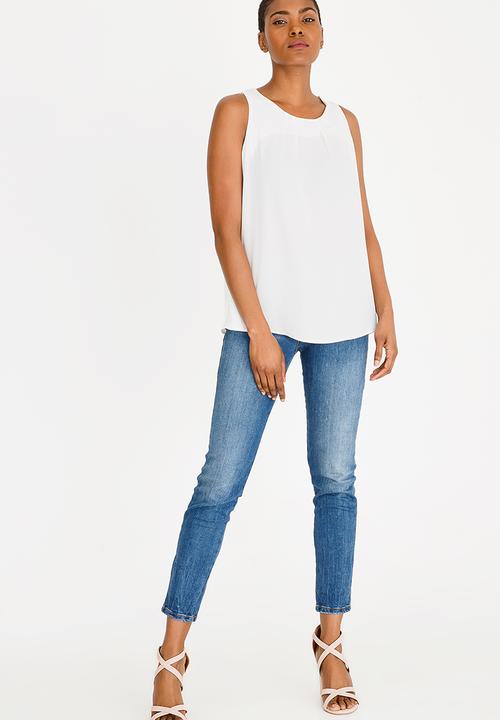 edit - Tie-up back top - white 