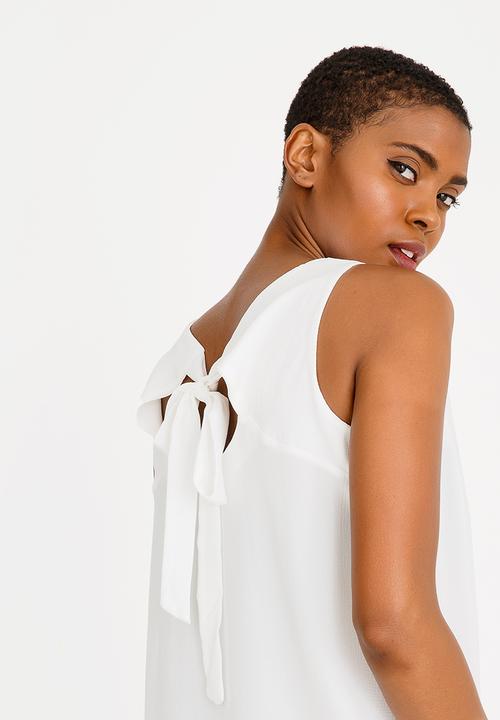 edit - Tie-up back top - white 