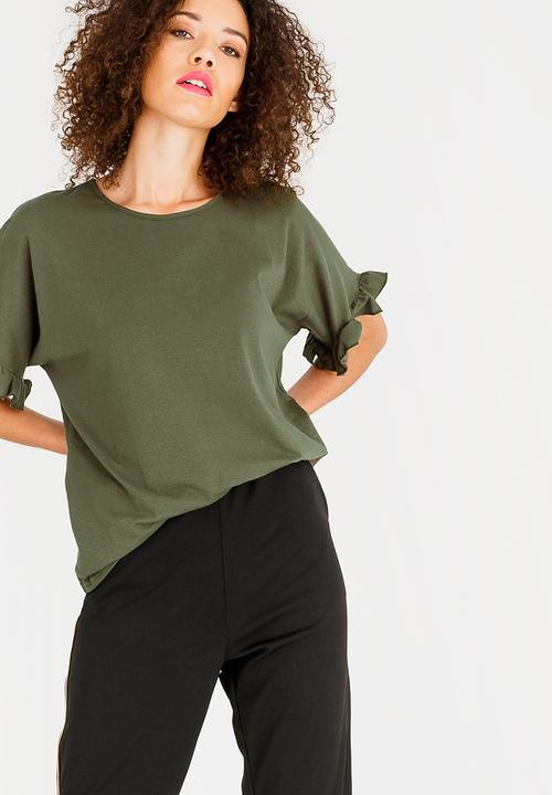 c(inch) - Frill sleeve T-shirt - green