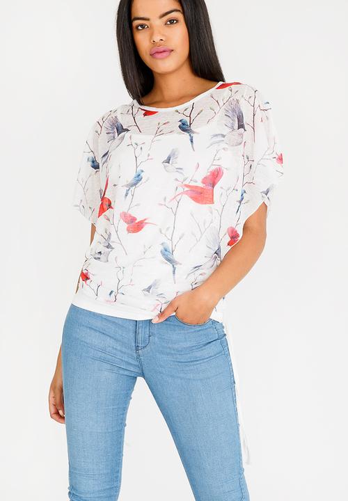Revenge - Sheer Floral Top White