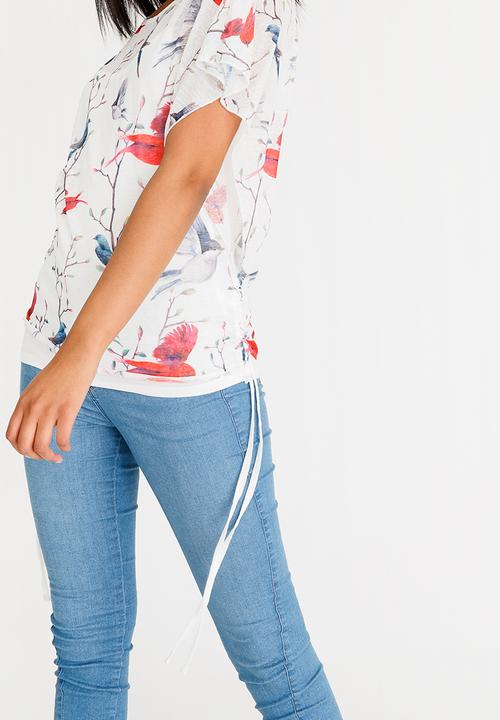Revenge - Sheer Floral Top White