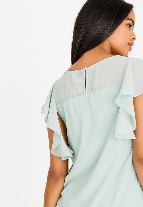 Vero Moda - Dora Ruffle Detail Top Light Green