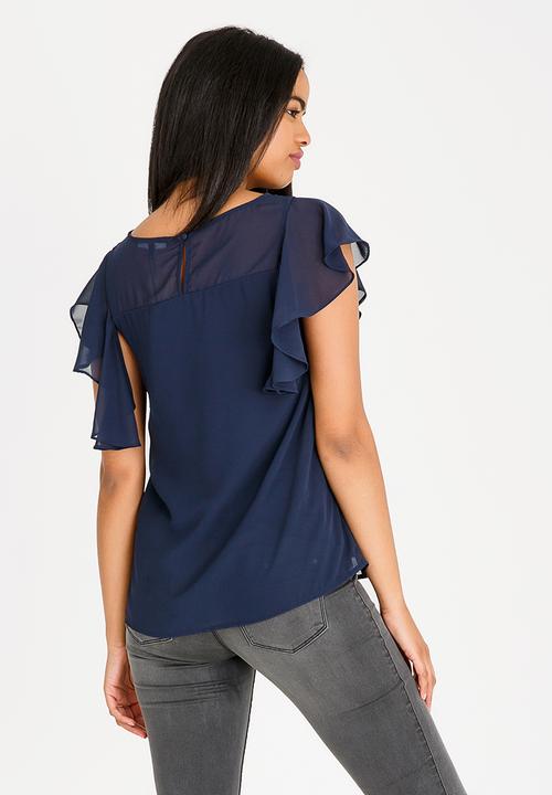 Vero Moda - Dora Ruffle Detail Blouse Navy