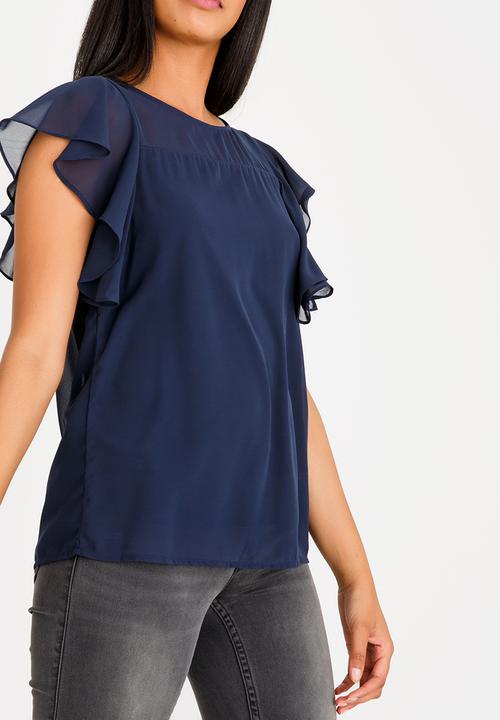 Vero Moda - Dora Ruffle Detail Blouse Navy