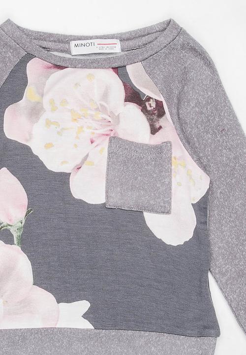 MINOTI - Power Printed Fleece Slouch Jog Top Multi-colour