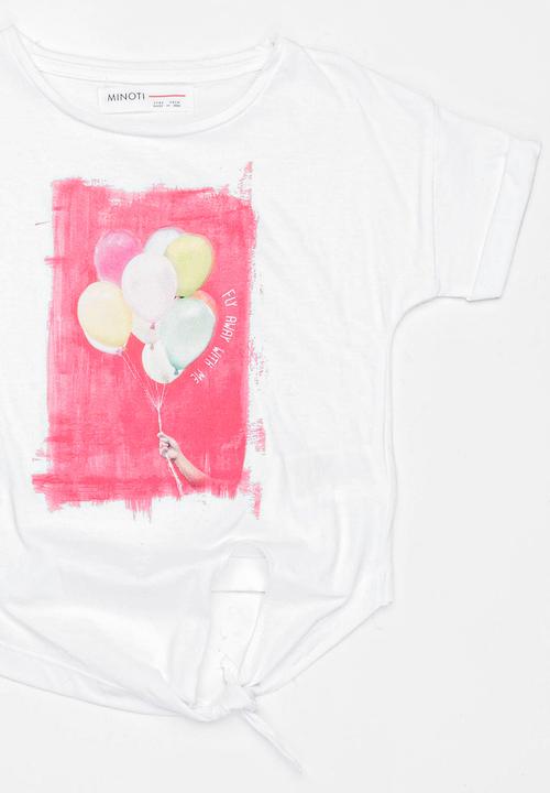 MINOTI - Palm Photo Print Tee with Tie detail White