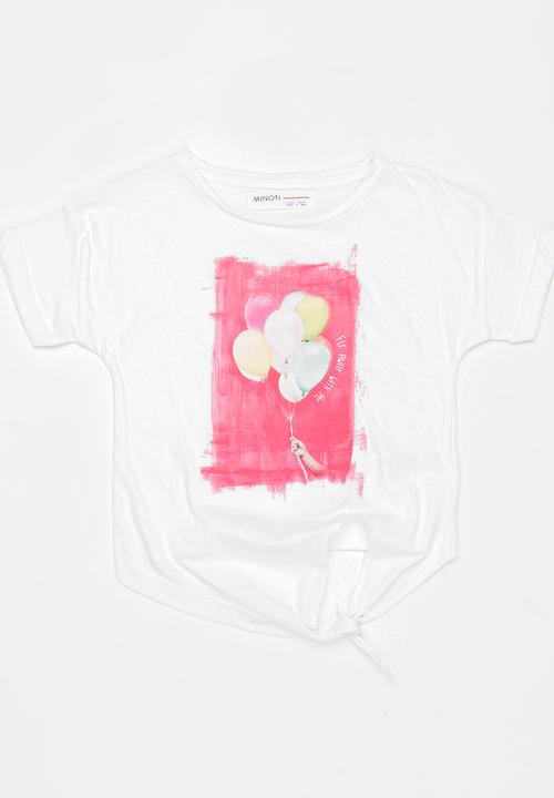 MINOTI - Palm Photo Print Tee with Tie detail White