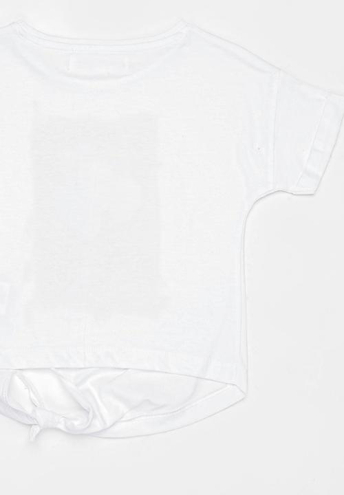 MINOTI - Palm Photo Print Tee with Tie detail White