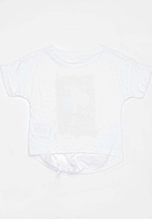 MINOTI - Palm Photo Print Tee with Tie detail White