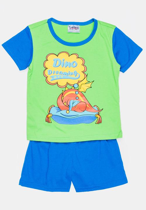 Twin Clothing - Dinosaur Printed Sleepwear Set Multi-colour